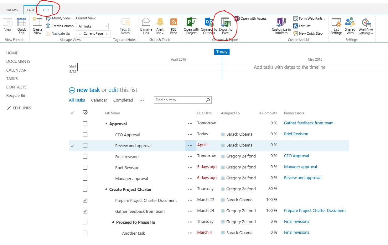 export file listing visualstudio.com