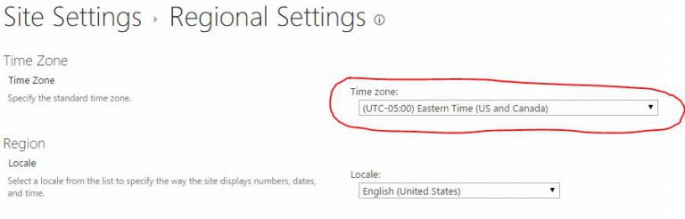 Setting Proper Sharepoint Time Zone For Users