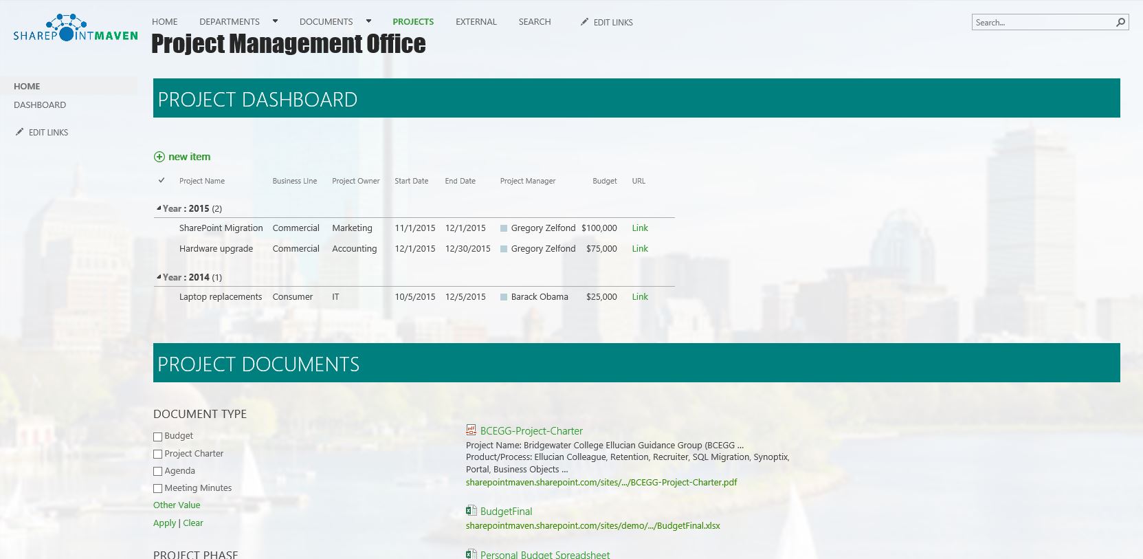 Intranet Example PMO