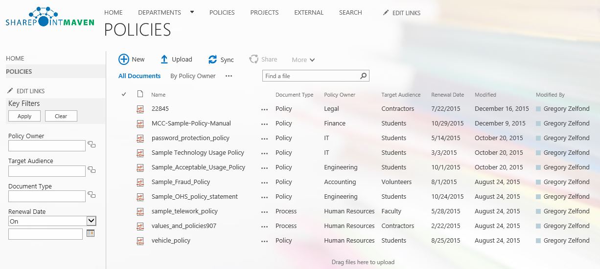 filter SharePoint lists and libraries