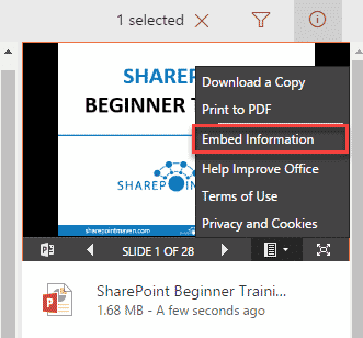 embed PowerPoint slides into a list item
