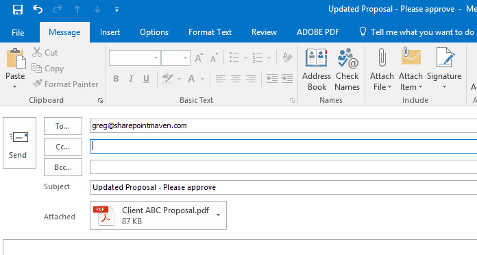 7 ways attach SharePoint documents to an email | SharePoint Maven