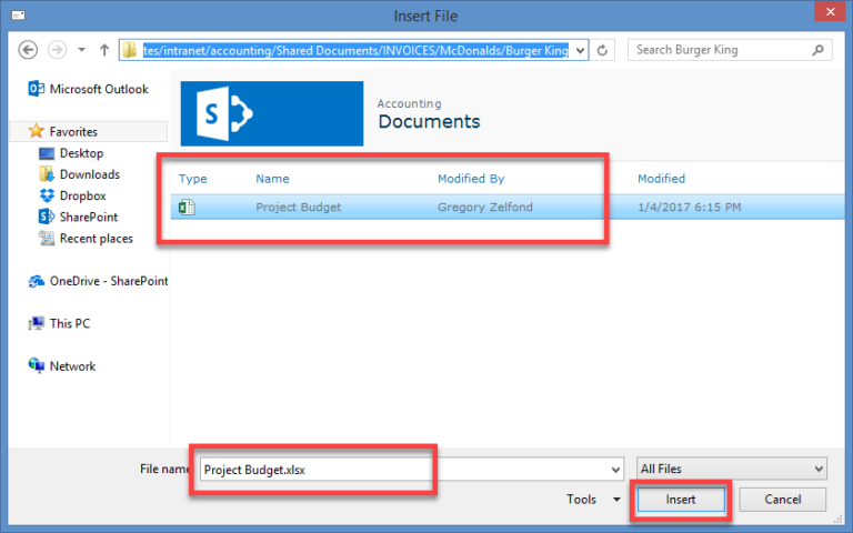 attaching a document to email from sharepoint on a mac