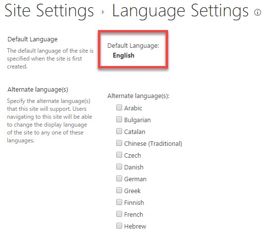SharePoint language settings