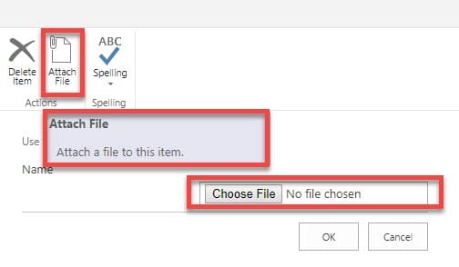 attach documents in a SharePoint list