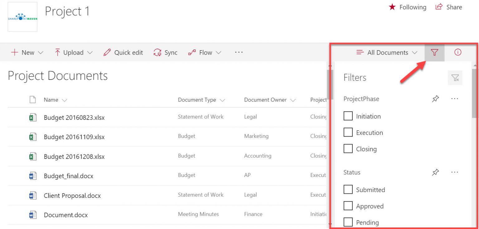 3 ways to filter SharePoint lists and libraries | SharePoint Maven