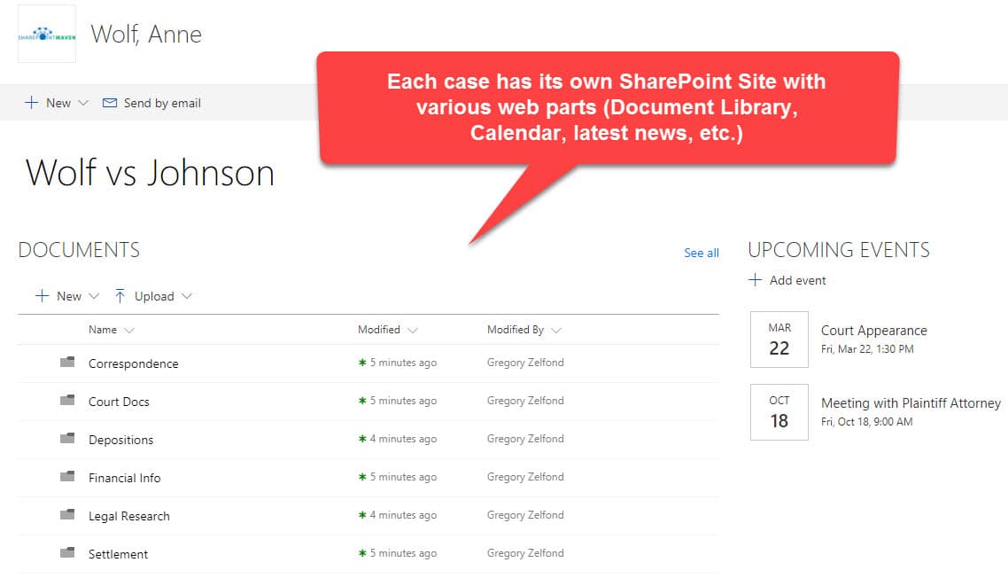 manage and organize case documents in SharePoint
