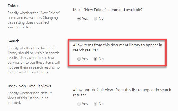 prevent documents from appearing in search results in SharePoint
