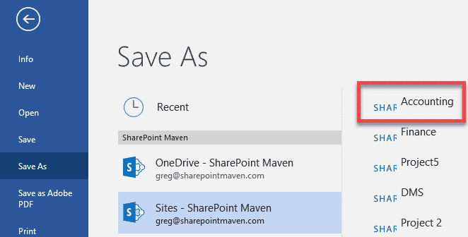 save to SharePoint from Word, Excel, and PowerPoint