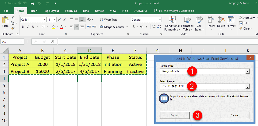 import Excel to SharePoint