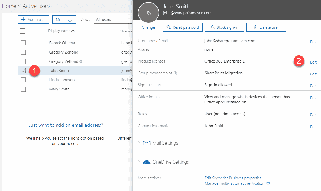 deactivate a user in Office 365 and SharePoint