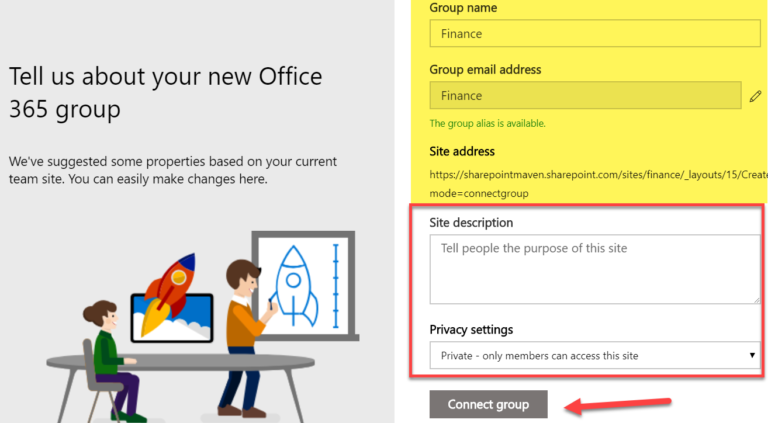 add office 365 group to sharepoint site