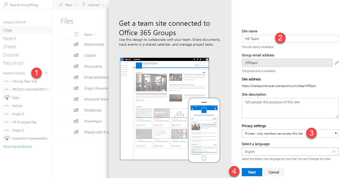 create an Office 365 Group