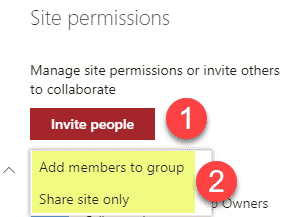 invite new users to an Office 365 Group Site