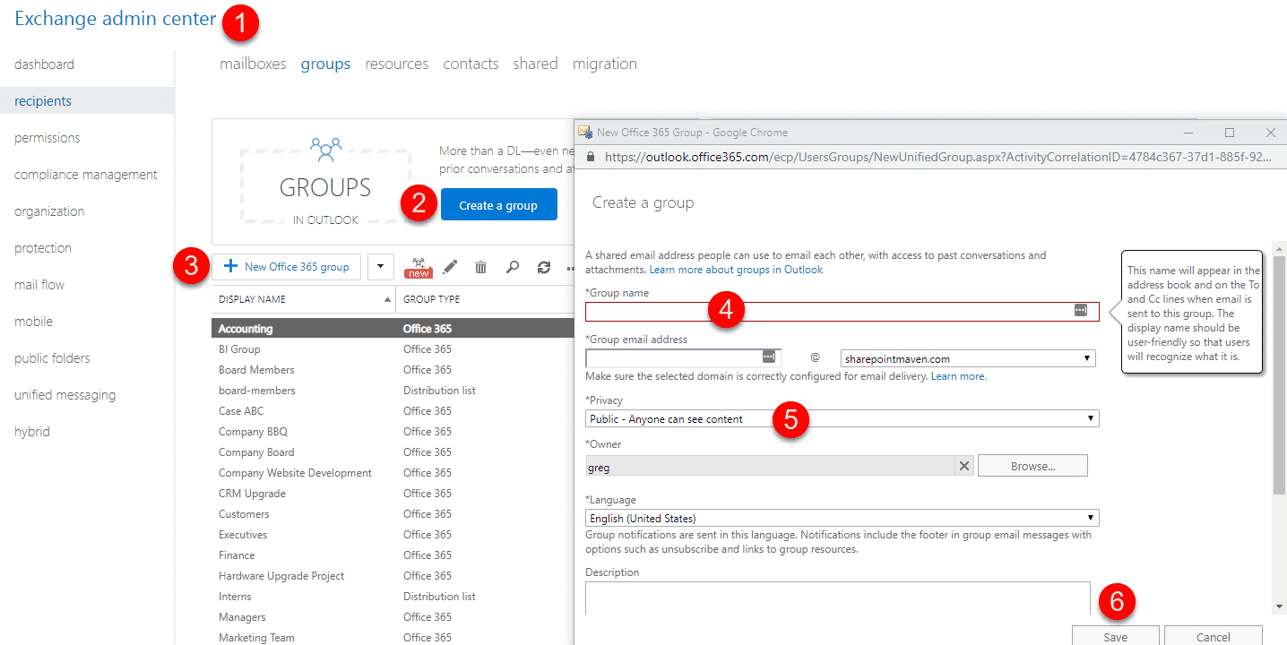 how to create email group in outlook 365