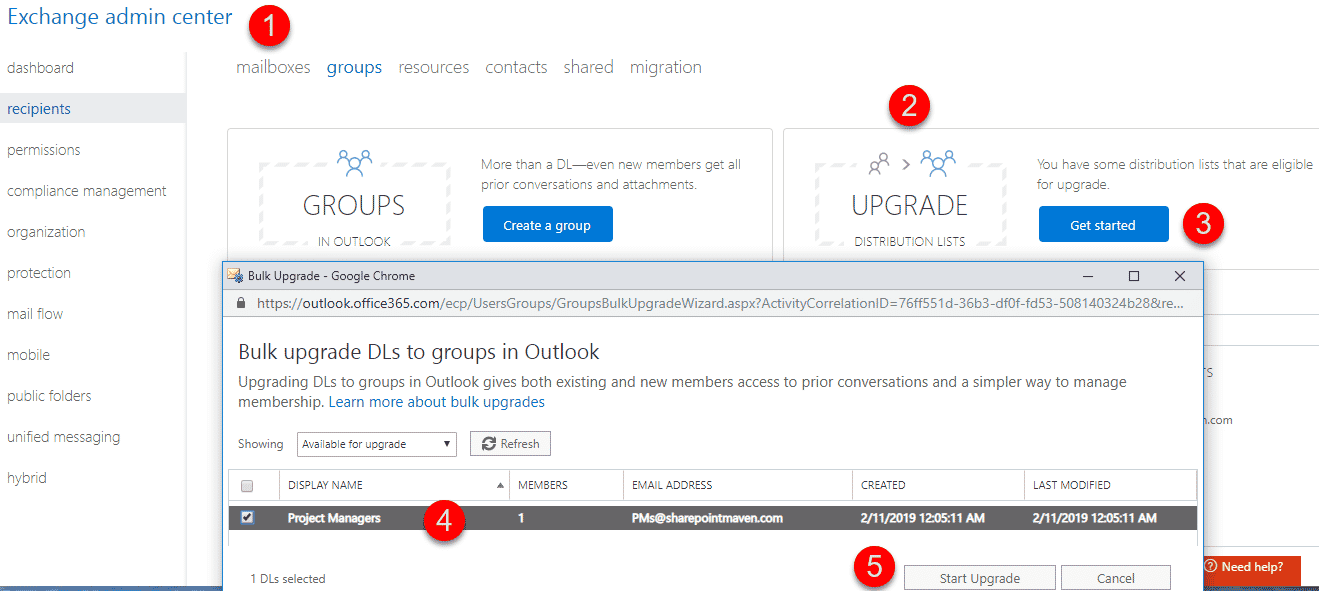 how to create group in outlook exchange