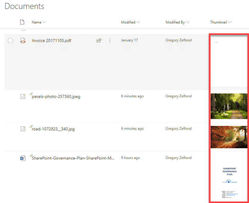 preview a document in SharePoint