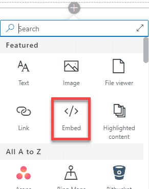 embed content from other websites in SharePoint Online