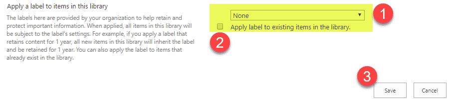 retention labels to libraries and folders