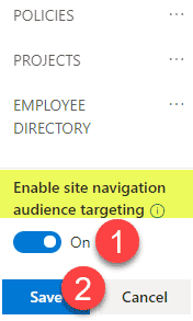 Navigation Audience Targeting when sharing externally