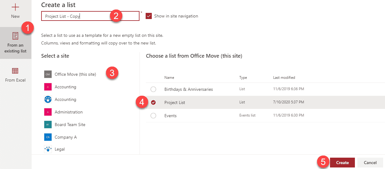 create a custom list in SharePoint by copying an existing custom list
