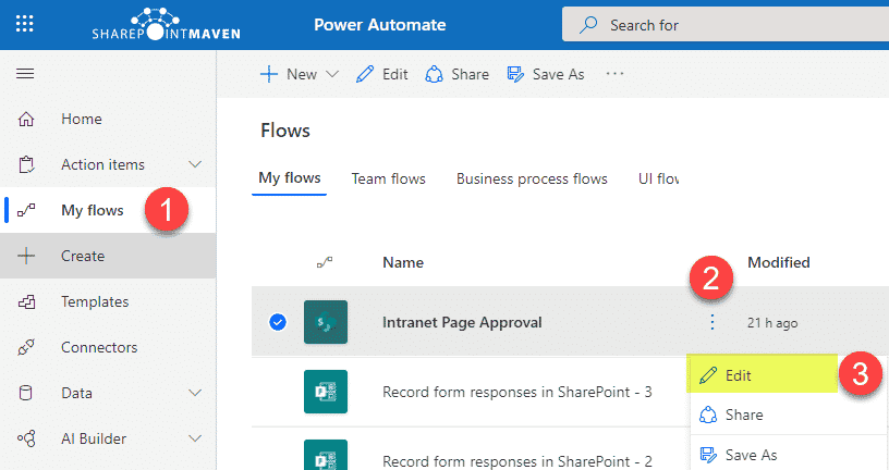 approval workflow for SharePoint pages using Power Automate