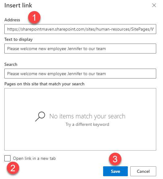 link pages in SharePoint Online
