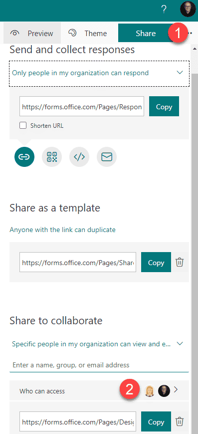 How to share Microsoft Forms