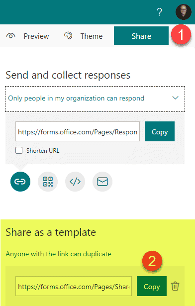 How to save Microsoft Forms as a template