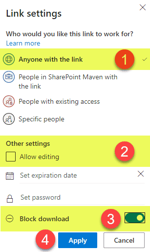 Anyone link in SharePoint Online