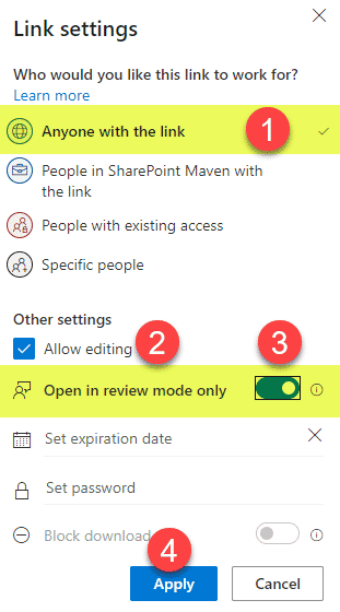Anyone link in SharePoint Online