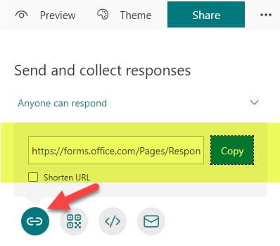 collect responses with Microsoft Forms