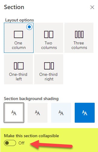 FAQ using collapsible sections in SharePoint Online