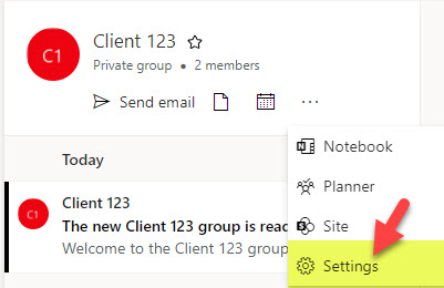 Microsoft 365 Group email settings