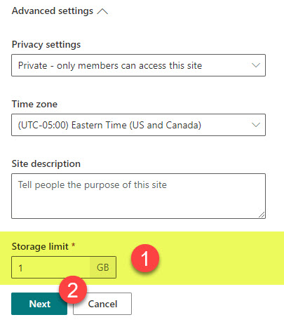 storage limits on a SharePoint site