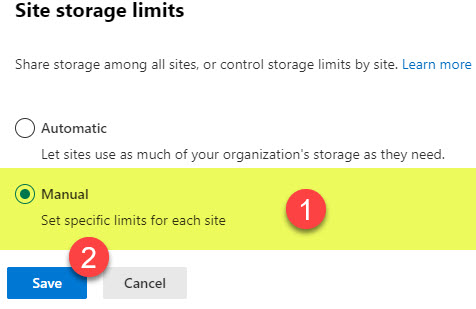 storage limits on a SharePoint site