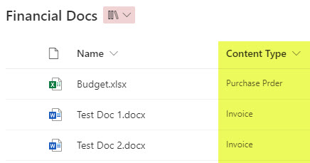 Example of Metadata/Content Type in SharePoint Online
