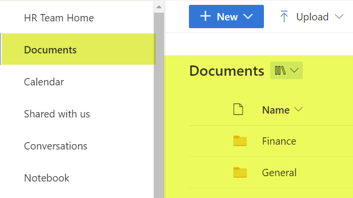folder or a library on a SharePoint site