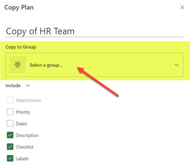 How to copy a Plan in Planner SharePoint Maven