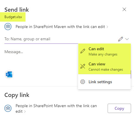 Sharing Word documents in SharePoint and OneDrive
