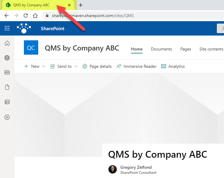 Browser Tab for a SharePoint Page