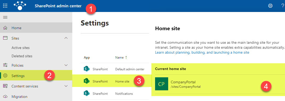 settings to configure in the SharePoint Admin Center