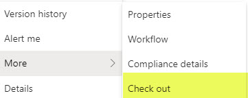 Example of a Check out feature in SharePoint Online