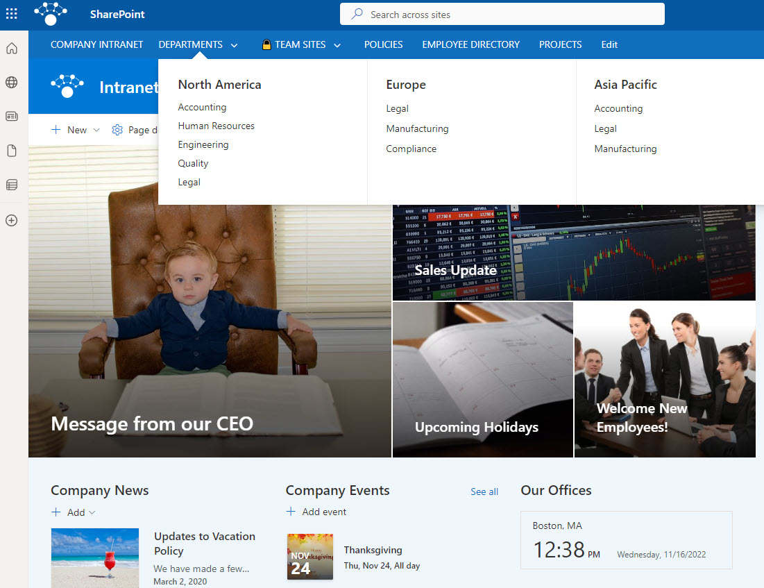 Example of a SharePoint Intranet