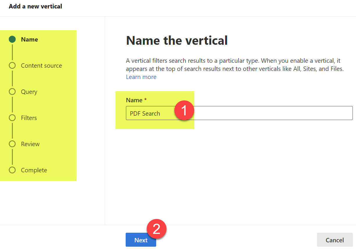 Search Verticals on a SharePoint site