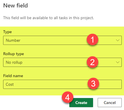 custom fields in Project for the Web