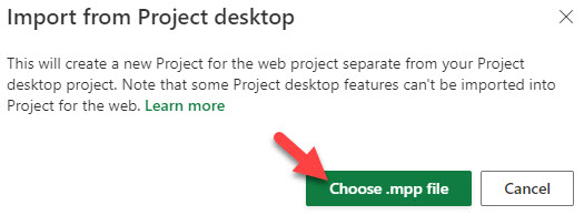 import to Project for the Web