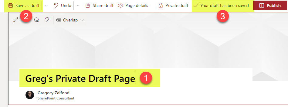 Private Draft of SharePoint Page