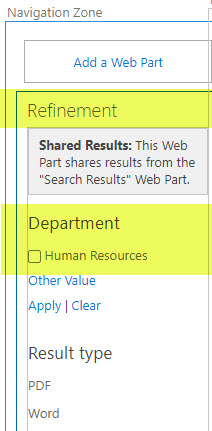 Example of Refinement Web Part in Classic SharePoint