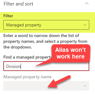 add an Alias to Managed Properties